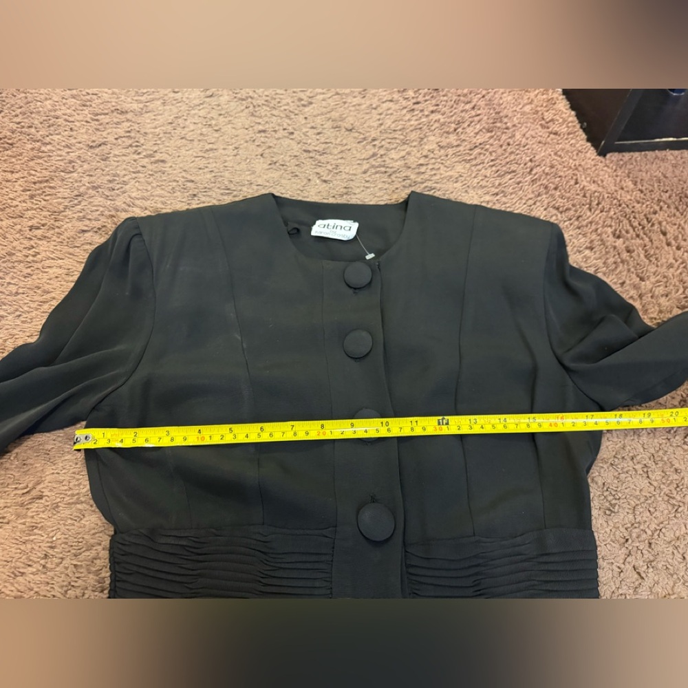 Vtg Atina Karon Crosby Black Peplum Skirt Suit Shoulder Pads 8 RUNS SMALL - Picture 4 of 9